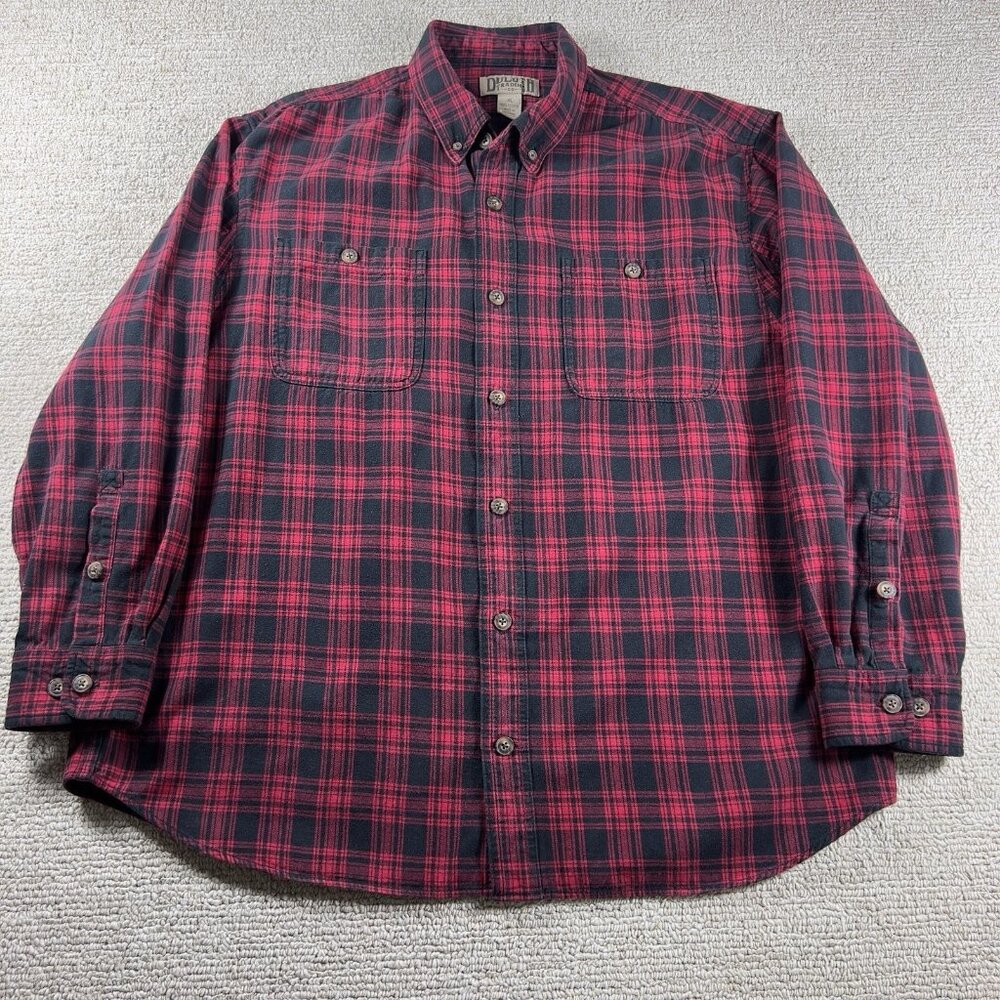 Duluth Trading Co Plaid Long Sleeve Button Down Shirt Red Black Men’s Size XL